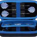 Hard Case Compatible with Steel or Soft Darts Set, Storage Holder Fits Dart Tips Shafts Flights and Accessories (Black + Blue Case)