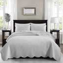 MOONLIGHT20015 Bedspreads Quilts Queen Size Bedding Set (90" x 96") - 2 Pillow Shams (20" x 26"+ 2") - All Season Lightweight Reversible 3 Pcs Microfiber Coverlet Embossed Quilt Bedspreads (Silver)