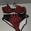 MakeMeChic Women's Plus Size 2 Piece Lingerie Set Leopard Print Floral Lace Bow Knot Bra and Panty Sets XL