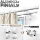White Double Curtain Rod, 36 to 72 Inch Dual Curtain Rods with Aluminium Modern End Cap Finials, 1 Inch Adjustable Heavy Duty Window Treatment Rods, Telescopic Metal Double Drapery Pole Set