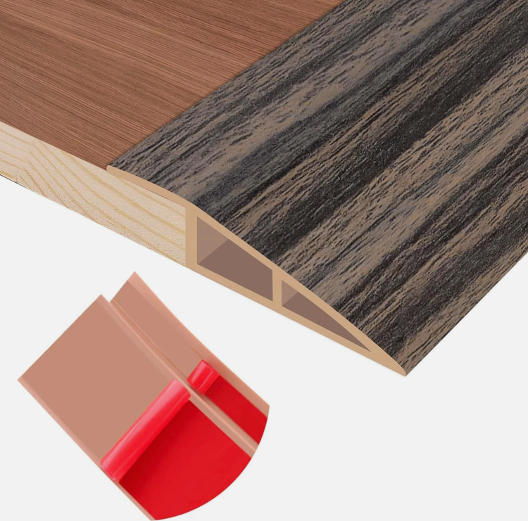 Floor Transition Strip Self Adhesive Vinyl Door Threshold for Doorways Carpet Edging Trim Overlap Edge Reducer for Laminate Floor, Carpet, Tile (Brown Wood Grain, 2/5" to 3/5", 10Ft)
