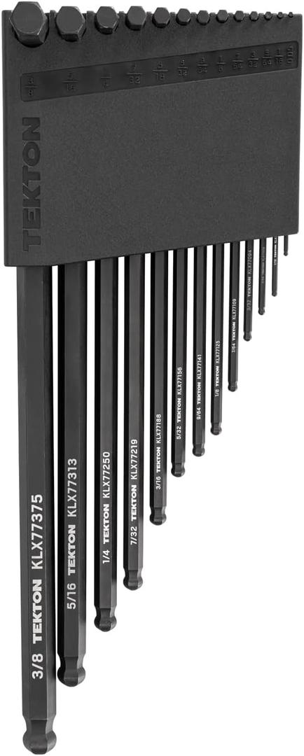 TEKTON Short Arm Ball End Hex L-Key Set with Holder, 13-Piece (0.050-3/8 in.) | KLX91112