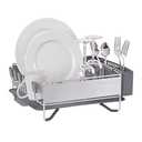 KitchenAid Compact Space Saving, Dish Rack with Removable Flatware Caddy and Angled Self Draining Drainboard, Satin Gray, 15-Inch-by-13.25-Inch