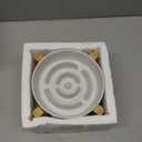 Elevated Slow Feeder Dog Bowl - Ceramic Maze Food Dish with Bamboo Stand - Raised Feeding Bowl for Fast Eaters - Ideal for Small and Medium Dogs - White - 6.7 inch (1.25 CUP)