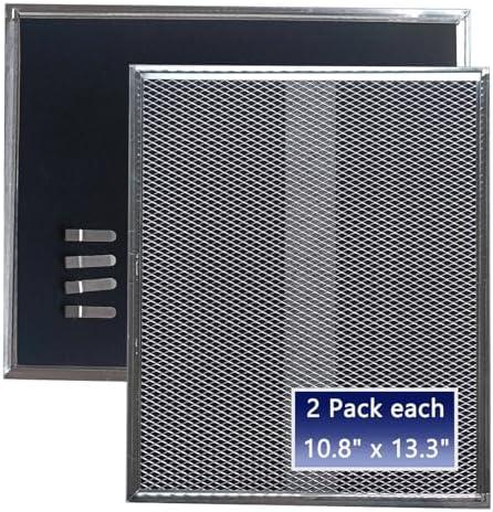 Upgraded S99010308 Range Hood Charcoal Filter Fit Bro-an Nut-one BPSF30 QS WS And GE WB02X10707 S-ears Non-Ducted carbon Replacement Filters Allure Range Hood Filter Size 10.8"x13.3" 2-Pack