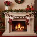 2 Pcs Christmas Bow Garland Banner 16.4 ft Pre-Assembled Brown Satin Bows Ornaments Xmas Bows Hanging Decor for Room Fireplace Bachelorette Party Birthday Baby Shower Supplies