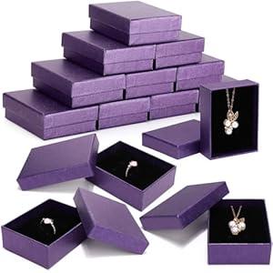 Sasylvia 36 Pcs Jewelry Cardboard Gift Boxes Packaging Necklace Ring Earring Storage Box with Cushion 3.5x2.8x1.2 Inch (Purple)