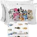 Sunny Side Up Bluey & Friends Full Sheet Set - 4 Piece Kids Bedding Set Includes Pillow Cover - Super Soft Microfiber Sheets