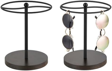 Mkono Sunglasses Organizer Glasses Holder Stand Sunglass Storage Display Eyeglasses Rack for up to 12 Pairs of Eyewear Glasses for Table Dresser Desk Countertop Bedroom, Set of 1, Brown