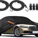 Car Cover Waterproof All Weather Fit for 2006-2023 MERC-edes Benz S Series S400 S550 S63 AMG, 600D Oxford Cloth Heavy Duty, Sun Hail Protector Seal Skin Outdoor Car Covers with Door Zipper