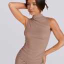 UEU Womens Skirt Set 2 Piece Outfits Summer Trendy Crop Sleeveless Tank Top High Waist Bodycon Maxi Long Dress Sets (L)