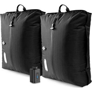 Vacuum Travel Bags with PumpElectric Wireless Air Pump, Double Layer Vacuum Seal Bags for Clothing Travel, 2PC Airless vacuum bags for travel with IP67 Waterproof (2PC+Pump)