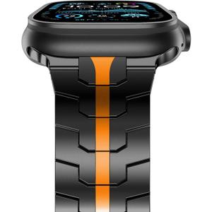 NewWays Grade 2 Titanium Band Compatible with Apple Watch Band for Men Ultra 3/2 /1 49mm Series11 10 46mm 45mm 44mm (Black/Orange)