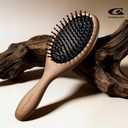 Wooden Paddle Hair Brush for Women & Men, Detangler Hairbrush with Ergonomic Handle & Air Cushion, Scalp Massager Suitable for Curly/Fine/Thick Hair, Wet & Dry Styling and Detangling Brushes