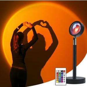 Multicolor RGB Sunset Lamp with Remote, 16 LED Colors, Power Adapter