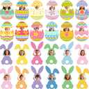 100 Pcs Easter Egg Bunny Cutouts with Photo Space Easter Bulletin Board Decorations with Glue Spring Decor DIY Craft for Classroom School Party Supplies Gifts