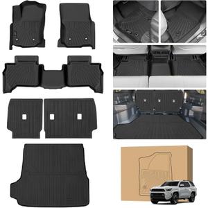 Peleus Floor Mats for Toyota 4Runner 2025+ 5Seats (Not for Hybrid/EV) Floor mats,TPE All Weather Protection Car Floor Liners with Cargo Liner Backrest Mat for All New Toyota 4Runner