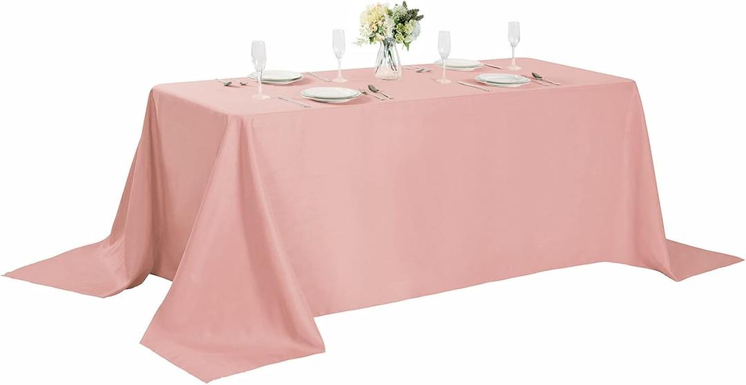Rectangle Tablecloth 90x132 inch Washable Polyester Fabric Table Cloth for Wedding Party Dining Banquet Decoration90x132, Dusty Pink
