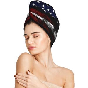 American Flag Hair Towel Wrap, Absorbent Hair Drying Towel, Microfiber Hair Drying Cap Turban For Drying Curly Long Thick Hair