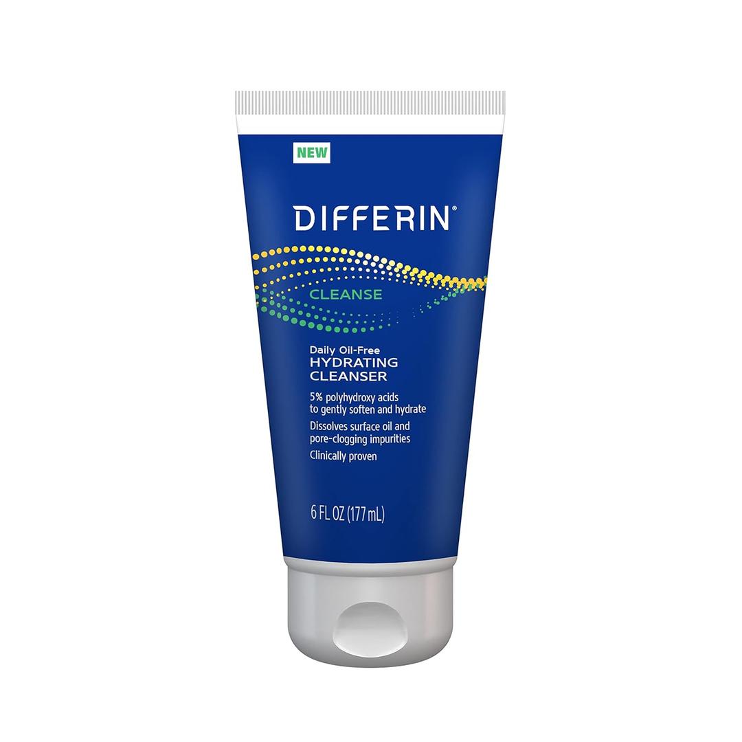 Differin Facial Cleanser, Daily Oil Free Hydrating Face Wash by the makers of Differin Gel, Gentle Skin Care for Acne Prone Skin, PHAs, 6 Oz.