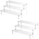 Hoewina 2PCS Acrylic Risers Display Stands, 3 Tier Perfume Organizer Display Shelf & Versatile Cupcake Stand Holder, Display Risers for Figures, Dessert Shelves for Party for Decoration and Organizer