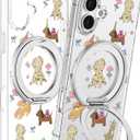 Loheckle for iPhone 16 Plus Case with Stand- Compatible with MagSafe Women Girls Cute Clear Girly Aesthetic Unique Design Soft TPU Magnetic Ring Phone Cover for Apple 16 Plus, Dogs