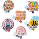 6PC Nurse & Teacher Badge Reel | Cute Funny Inspirational Nursing Name Badge Retractable ID Clip Holder | Smiley Face Be Kind Bee Stay Pawsitive Boho Rainbow Gifts for Nurses Medical Accessories