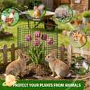 Uyittour 10 Pack Plant Protectors from Animals, 12" x 12" Round Metal Wire Garden Plant Cages to Keep Animals Out, Rabbit Proof Protection for Vegetables & Flowers with Stakes, Zip Ties & Gloves