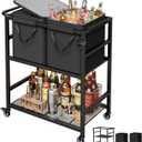 Patio Rolling Cooler Cart, Portable Bar Station for Backyard, Pool & BBQ 15.35"D x 29.53"W x 32.28"H