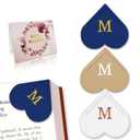 Personalized Leather Heart Bookmark with Initial, Cute Letters Custom Corner Book Mark for Reading Women, Student, Book Lovers, Teacher Appreciation Gifts (Hot Stamping -3pcs, V)