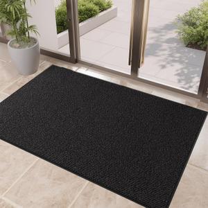 Bathway Door Mat Outside Entrance 4' x 6' Front Door Mat Non-Slip Heavy Duty Outdoor Mat, Large Commercial Rugs for Entryway Low Profile, Mud-Scraping, Black Entry Rug Mat Office Industrial Garage