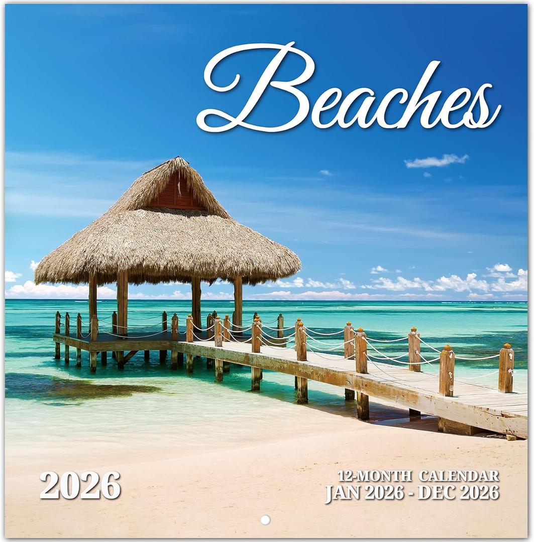 2026 Calendar, Beach Monthly Wall Calendar 2026 Runs from Nov 2025  Dec 2026, Hanging Wall Calendar, 11.6" x 24"Opened, Full Page Layout for Organizing, Perfect Present