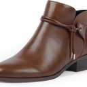 Ankle Boots for Women Low Heel Round Toe Chunky Short Booties with Side Zipper Fall Winter Boots (8, Brown)