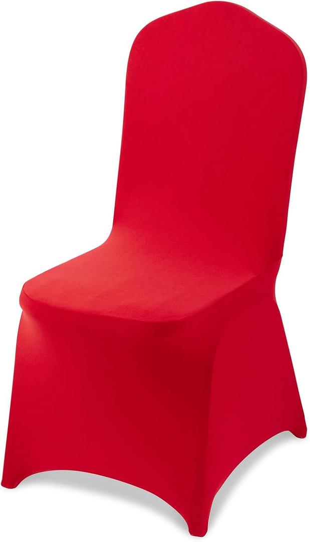 VEVOR Chair Covers, Polyester Spandex Chair Cover, Stretch Slipcovers for Wedding Party Dining Banquet Flat-Front Chair Covers (Red-a, 50PCS)