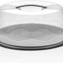 13 Inch Cake Carrier with Locking Lid and Handle, Stylish Big Round Container for Kitchen Storage, BPA Free Stand, Plastic Holder for Transporting, Donuts, Cupcakes, Pies (Gray, Set of 1)