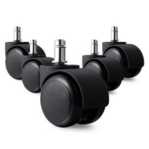 2 inch Office Chair Wheels Heavy Duty Replacement Casters, Universal Standard Stem Fits 99% of Chairs, Smooth & Quiet Roll on All Floors, 200 lbs Load Capacity per Wheel, Set of 5