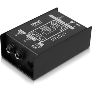 Pyle Premium Direct Injection Audio Box - 2.36" x 4.09" Passive DI Unit Hum Eliminator w/ Input Attenuator to Connect Guitar & Bass, 1/4'' Impedance Transformer Connector to Balanced & Unbalanced XLR