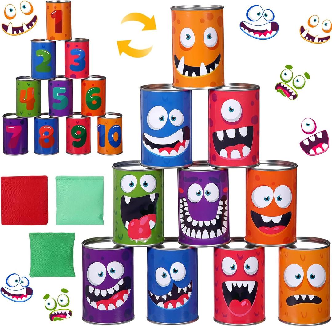 HyDren 13 Pcs Christmas Carnival Can Bean Games Bag Toss Festival Party Games for Kids Adults Carnival Supplies for Outdoor Indoor Family Birthday Homeschooling Lawn Yard Backyard Activities Game