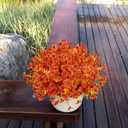 Outdoor Artificial Flowers, 8 Bundles Fake Flowers Autumn Decoration, No Fade Faux Plastic Shrubs for Garden Patio Porch Window Box Decor (Fall Orange)