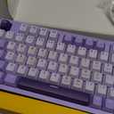 HUO JI Mechanical Gaming Keyboard USB Wired Compact with Number Pad, Purple Led Backlit, Blue Switch, Detachable Type C Cable, 94 Keys for PC/Computer/Laptop, White and Purple