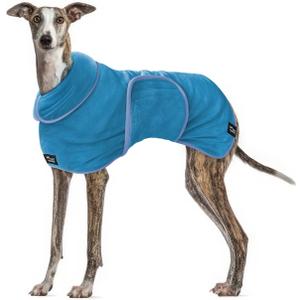 Tuff Pupper Fast Drying Dog Bath Robe | 800 GSM Plush Dog Towel Bathrobe/Dressing Gown | Super Absorbent Pet/Puppy Bathrobe | Adjustable Hood & Belly Strap | Super Soft | Fast Drying (XXL, Blue)