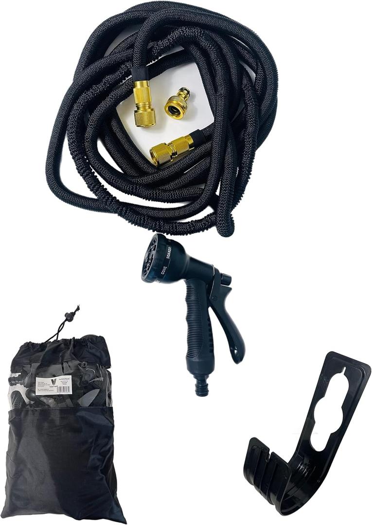 Retractable Garden Hose with Sprayer and Hose Holder, 10', Black