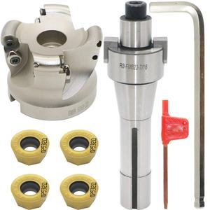 Face Mill Cutter Holder EMRW 6R 63-22+R8-FMB22-7/16+RPMT1204 Hard Alloy Blade+8mm Spanner+T15 Spanner, Used for Fough Machining of The Workpiece on The Milling Machine