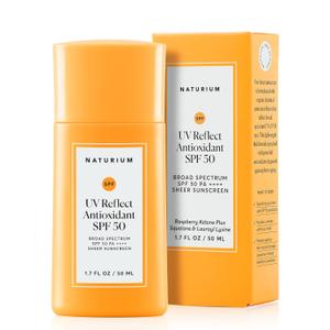 Naturium UV Reflect Antioxidant, Broad Spectrum SPF 50 PA ++++ Sheer Sunscreen, Lightweight Face & Skin Protector with Soft Matte Finish, 1.7 oz