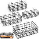 4 Pack Pegboard Baskets Bins Set, 4 Size Square Style Black Metal Wire Basket for Any Peg Board Organizing Tools, Pegboard Accessories for Workbench Garage Wall Storage Attachments