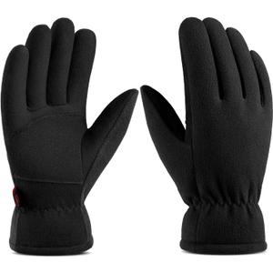 Winter Gloves for Men Women: -20F Thermal Warm Deerskin Polar Fleece Cotton Glove (Large, Denim-black)