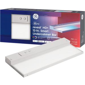 GE Cync Reveal HD+ Smart Undercabinet Light Fixture, Color Changing, 12-in Bar