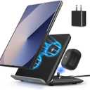 Wireless Charging for Samsung Galaxy Z-Fold Series, 2-in-1, 15W Fast Wireless for Galaxy Z Fold 7/6/5/4/3, S24/S23/S22,Note20 Ultra, Galaxy Buds3/2 Pro/2/Live, Black (PD Adapter Included)