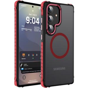DEERLAMN Strong Magnetic Case for Samsung Galaxy S24 Plus/S25 Plus 6.7-Inch,[Compatible with Magsafe][Military Grade Drop Protection] Translucent Matte Shockproof Protective Phone Cover, Frosted Red