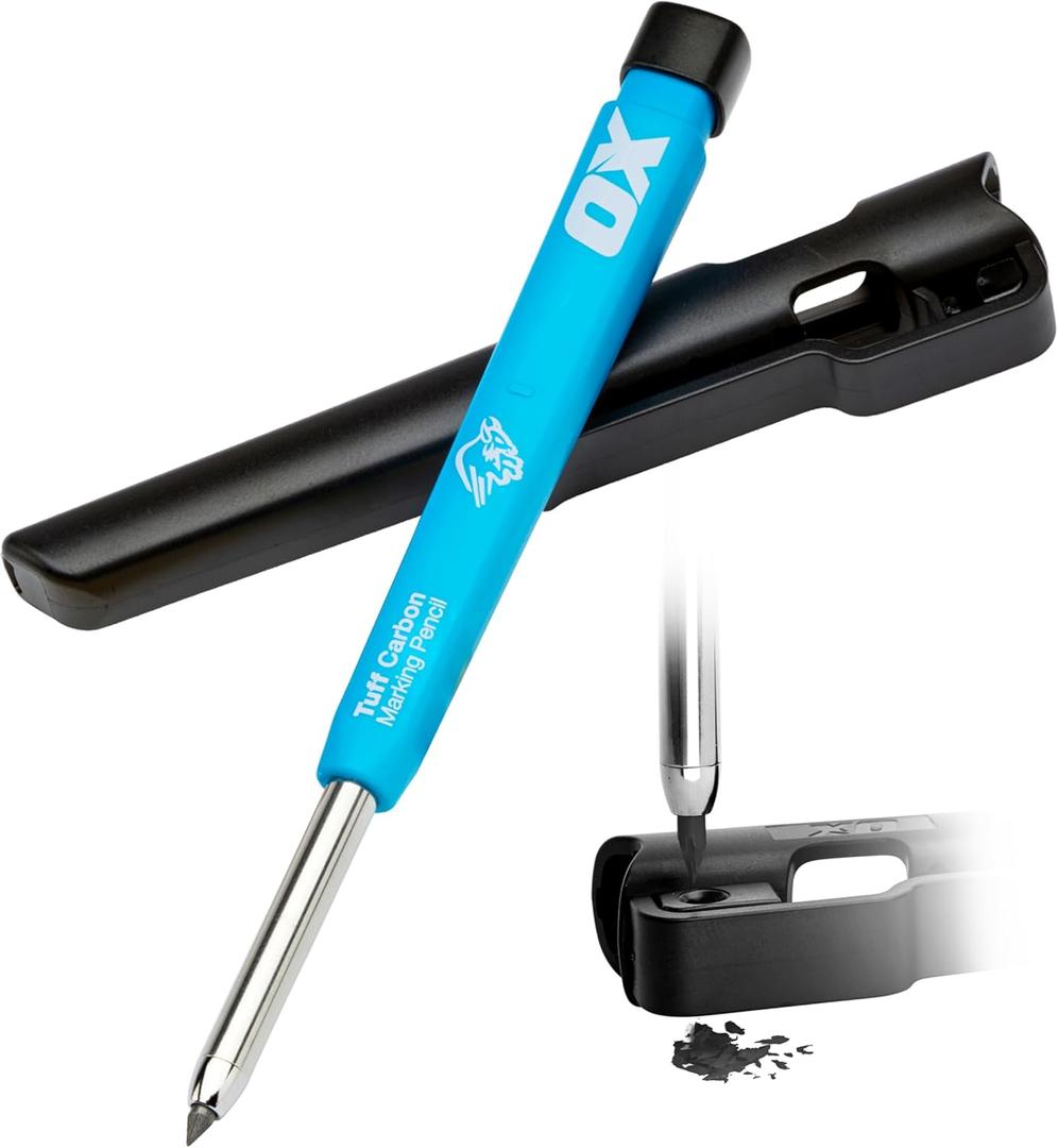 OX Tools Carpenter Pencils Mechanical Set – Heavy Duty Construction Pencil with 2.8mm Lead, Belt Clip, Sharpener, & Holder – Precision Mechanical Carpenter Pencil - Woodworking Pencils
